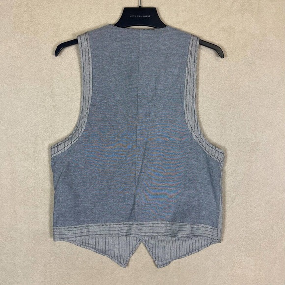 Foreign Exchange Five Button Vest Mens M Gray Herringbone Pattern Pockets NWT - Picture 9 of 10